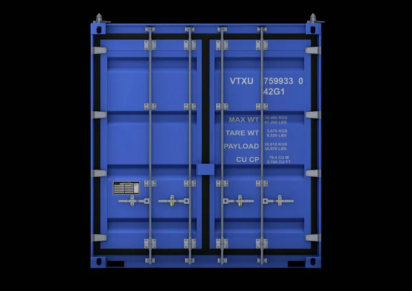 ISO Container 40 ft dry van, isolated rendering, blue — Stok Foto