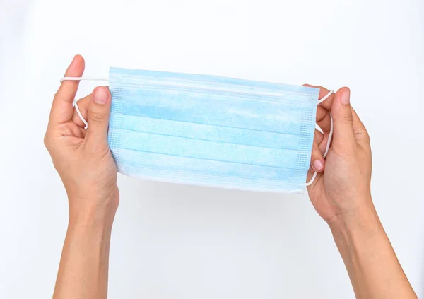 Blaue Medizinische Einweg Gesichtsmaske Zum Schutz Vor Grippe Und Anderen — Stockfoto