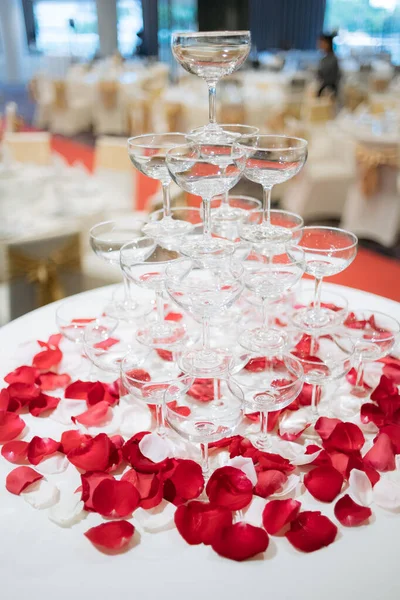 Pirámide Copas Champán Ceremonia Boda — Foto de Stock