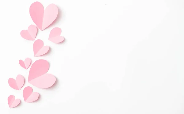 Paper Elements Shape Heart Flying White Paper Background Love Valentine — Stock Photo, Image