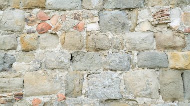 Doğal taş duvar dokusu. Ortaçağ duvarcılığı. Eski duvar. Taş duvar. Makro doku. Ortaçağ mimarisi. Zorlu duvarcılık. Arkaplan dokusu.