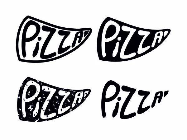 Logotipo Lettering Pizza Forma Pedaço Triangular Pizza Logotipo Para Pizza —  Vetores de Stock