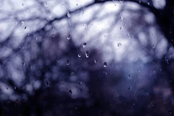 Blauer Hintergrund Fenster Mit Regentropfen — Stockfoto
