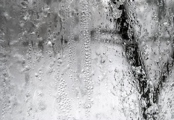 Fond Gris Fenêtre Avec Gouttes Pluie — Photo