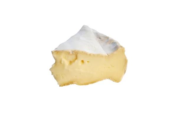 Queijo Brie Camembert Saboroso Isolado Fundo Branco Pedaço Queijo — Fotografia de Stock