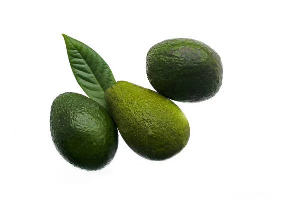 Avocado Geïsoleerd Wit Drie Vruchten Verschillende Soorten Avocado — Stockfoto