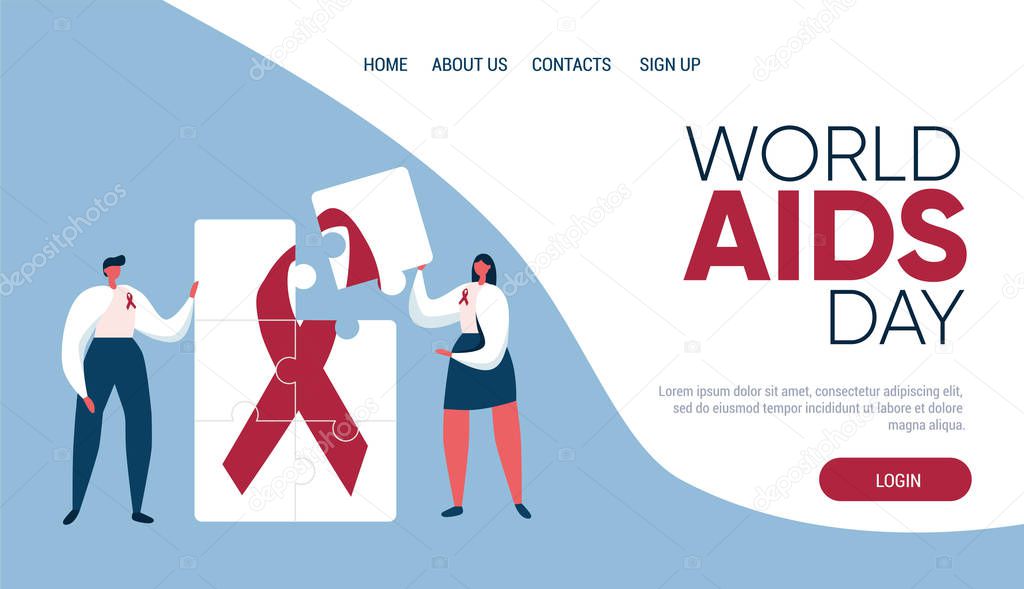 World aids day banner, simply vector illustration
