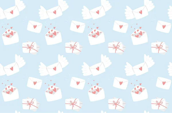 Seamless Pattern Love Letters Valentine Day Romantic Love Vector — 스톡 벡터