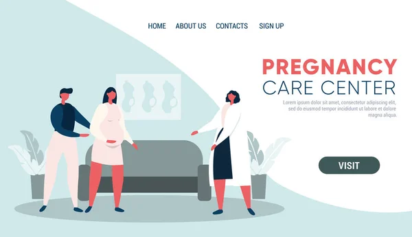 Future Parents Came Pregnancy Care Clinic Female Doctor Offers Pregnant — Stock vektor