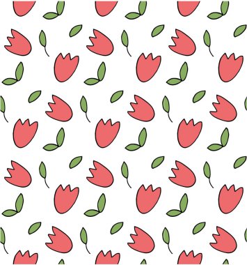 Laleler kusursuz desen, basitçe vektör illüstrasyonu  