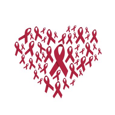 Kalp şeklinde kırmızı kurdeleler, basitçe vektör çizimi  