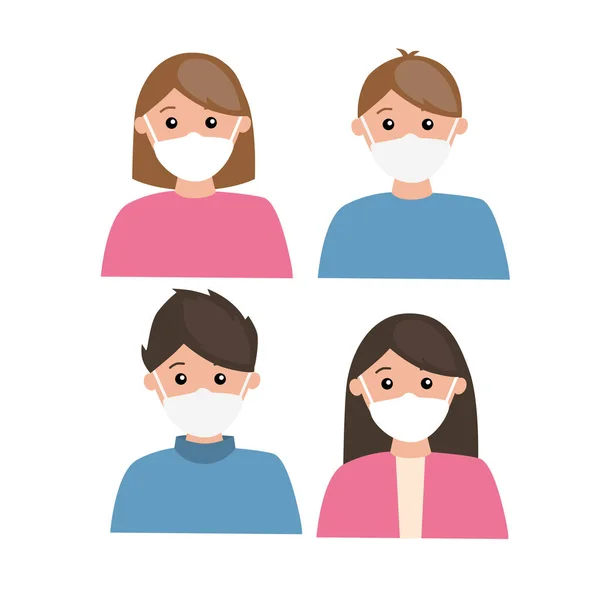 Menschen Gesichtsmasken Einfach Vektorillustration — Stockvektor