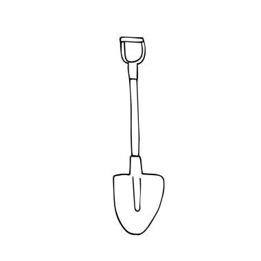 Bahçe için el çizimi kürek. vektör illüstrasyonu.