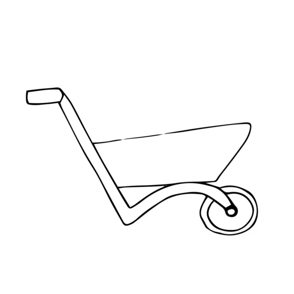 Handgetekende Omtrek Kruiwagen Voor Tuin Vectorillustratie — Stockvector