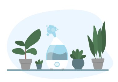 Nemlendirici ve bitki posteri, basitçe vektör çizimi 