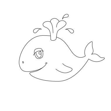 Boyama kitabı için balina, basitçe vektör çizimi 