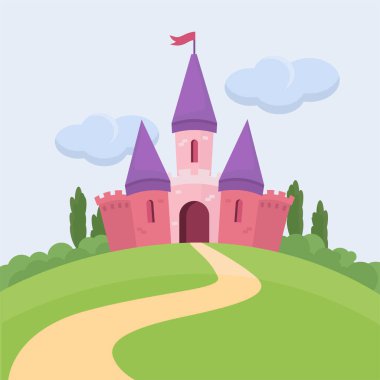 Castle posteri, basitçe vektör çizimi 