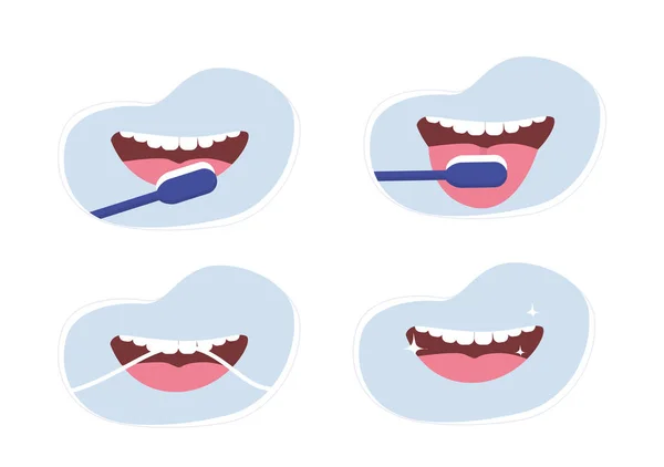 How Brush Your Teeth Stomatology Treatment Simply Vector Illustration — Stock Vector