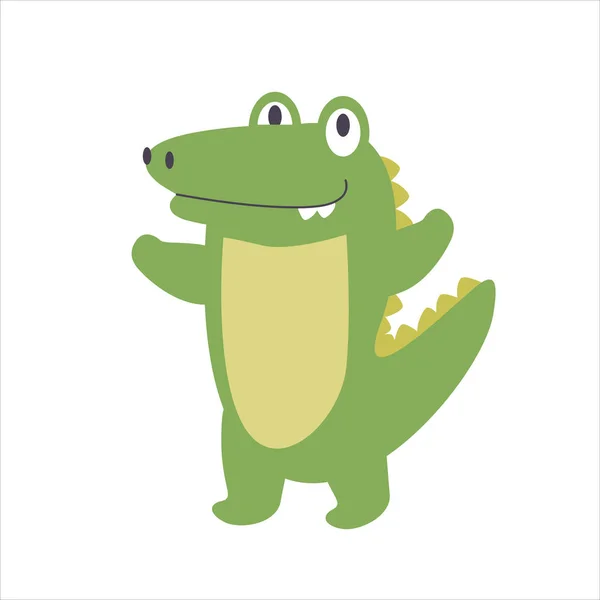 Personagem Desenho Animado Aligator Verde Com Letra Simplesmente Ilustração Vetorial — Vetor de Stock