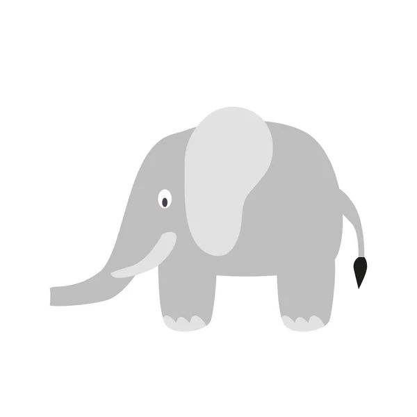 Γκρι Ελέφαντας Χαρακτήρα Κινουμένων Σχεδίων Απλά Διανυσματική Απεικόνιση — Διανυσματικό Αρχείο