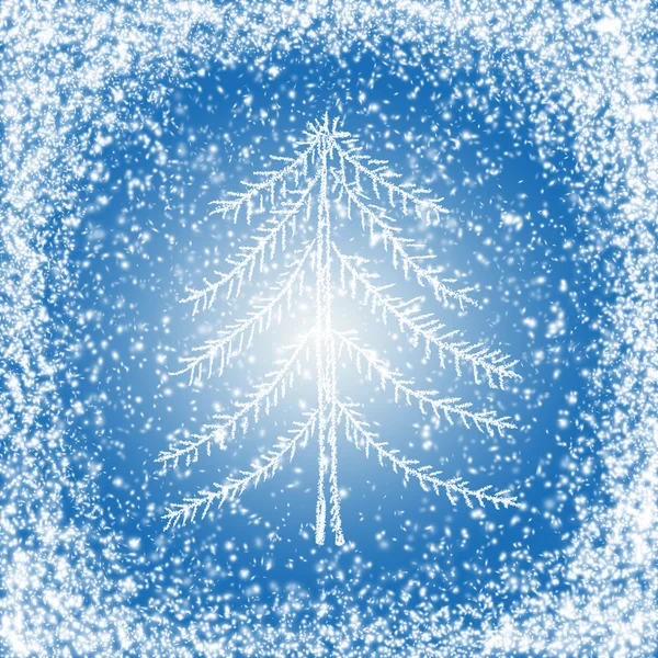 Fabuloso fondo de nieve de Navidad y árbol de piel —  Fotos de Stock