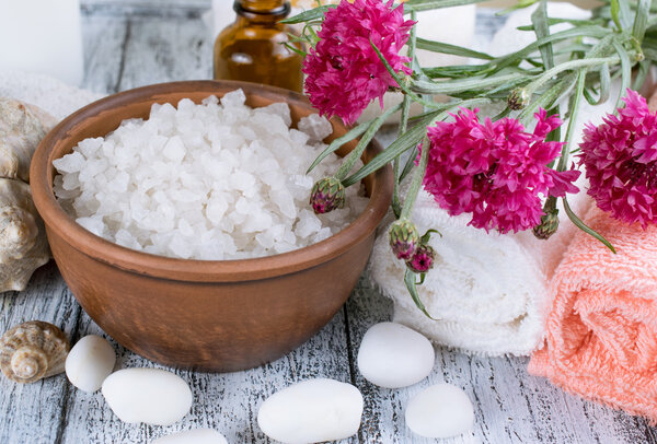 Spa salon with sea salt