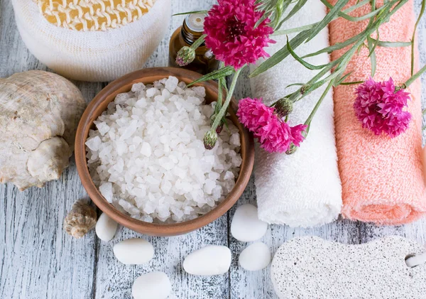 Spa salon with sea salt — Stock Photo, Image