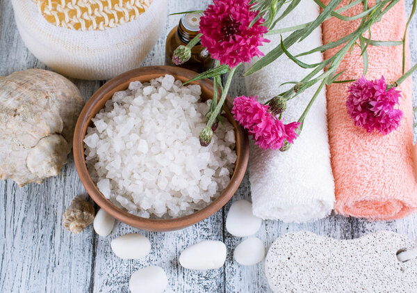 Spa salon with sea salt