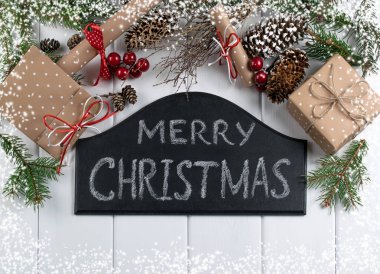 Tabela ve yazıt, Ladin ile Noel arka plan ve 