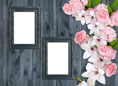 Manolya, gül ve HORTENSIA fotoğraf çerçeveleri