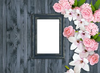 Manolya, gül ve HORTENSIA fotoğraf çerçeveleri