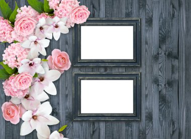 Manolya, gül ve HORTENSIA fotoğraf çerçeveleri