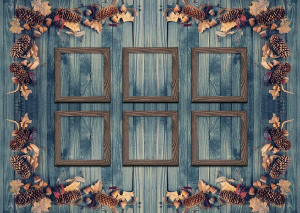 Осенний фон с рамками в деревенском стиле — стоковое фото