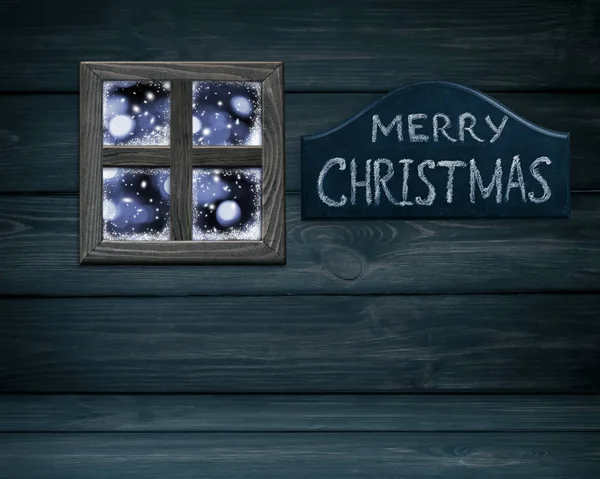 Camera di Natale interno con cartello di auguri — Foto Stock