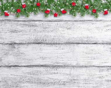 Noel arka planda Santa önyükleme ve mitten vintage tarzı