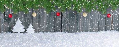 Vintage tarzı çam dalları, çam ağaçları ile Noel kartı 