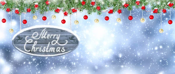 Christmas banner. Santa boots, gloves, stars and balls — Stock Photo, Image