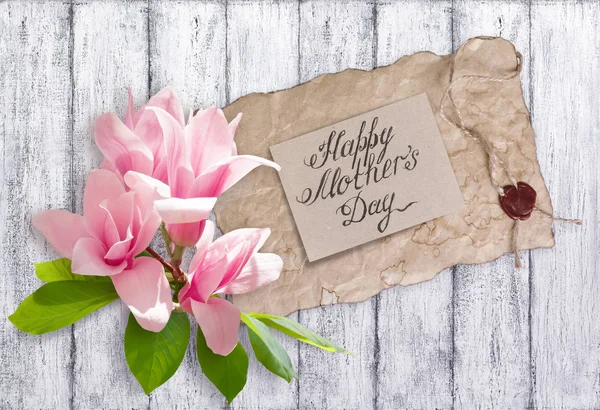 Magnólia virág papír üdvözlőlap az anyák napja — Stock Fotó
