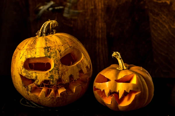 Grote Halloween Pompoen Zwarte Achtergrond — Stockfoto