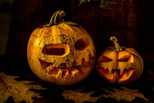 Stor Halloween Pumpa Svart Bakgrund — Stockfoto