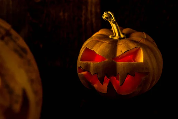 Stor Halloween Pumpa Svart Bakgrund — Stockfoto