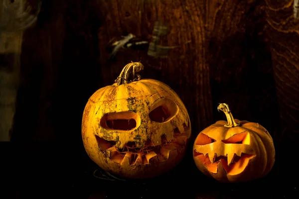 Stor Halloween Pumpa Svart Bakgrund — Stockfoto