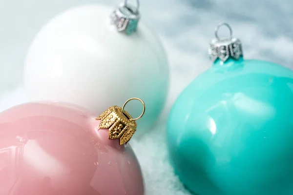 Fondo Navidad Con Bolas Copos Nieve — Foto de Stock