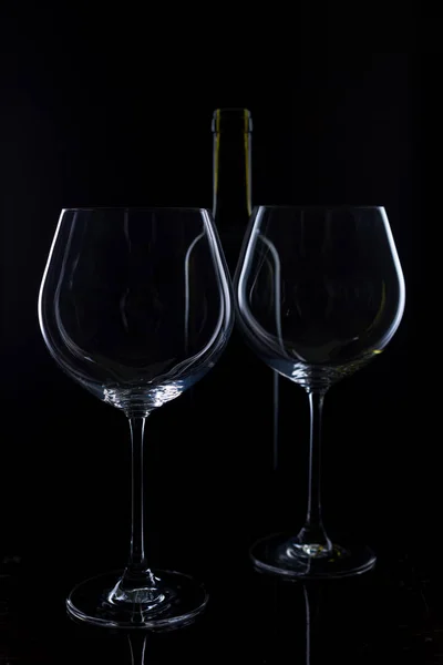 Bicchiere Vino Rosso Rosa Fondo Nero Menù Carta Dei Vini — Foto Stock