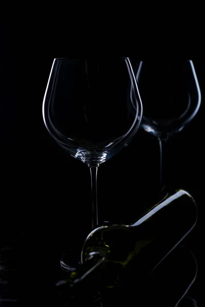 Bicchiere Vino Rosso Rosa Fondo Nero Menù Carta Dei Vini — Foto Stock