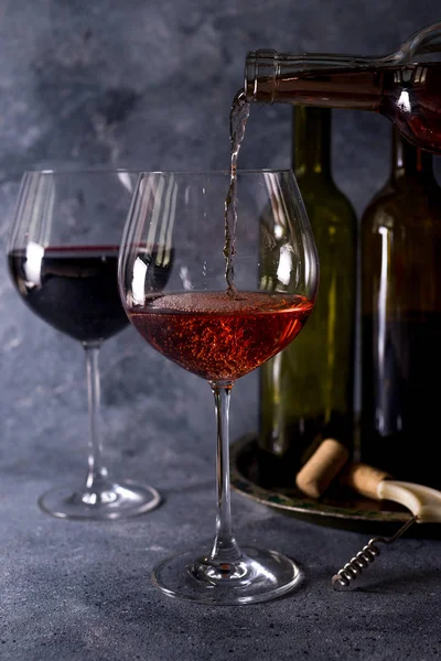 Vino Tinto Botella Copa Vino Tinto Estilo Vintage Vino Tinto — Foto de Stock