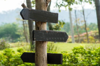 Parkta ahşap işareti