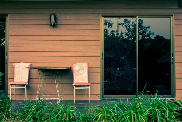 Split toning  romantic Chair and table — Stock Photo, Image