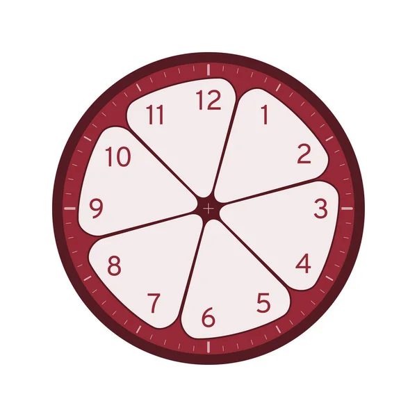 Mangosteen切片概念 可打印的时钟面板模板隔离在白色背景上 带成熟芒果的钟表盘 — 图库矢量图片
