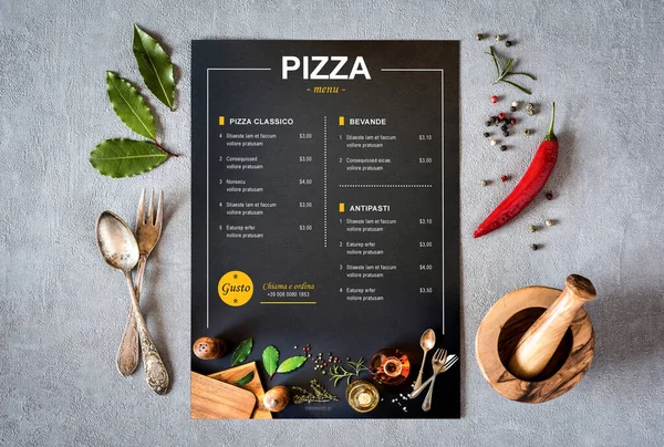 Cafe restaurant menu, template design. Food flyer. Background for the menu. Copy space.